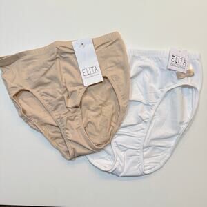 Elita Cotton Essentials Brief pant set of 2 , white/tan  Medium
